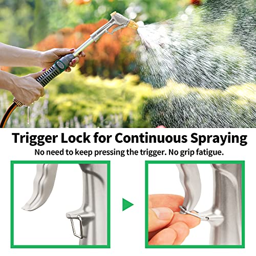 AUTOMAN Garden Hose Nozzle Sprayer - High Pressure 100% Metal Water Spray Nozzle With 4 Patterns - Heavy Duty for Watering Plants, Lawns, Washing Cars & Pets - style: 4 Patterns
