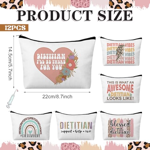 Kacctyen 12 Pcs Dietitian Gift for Women Nutritionist Makeup Bag Registered Dietitian Cosmetic Bag for Registered Dietitians Thank You Gift - style: Nutritionist