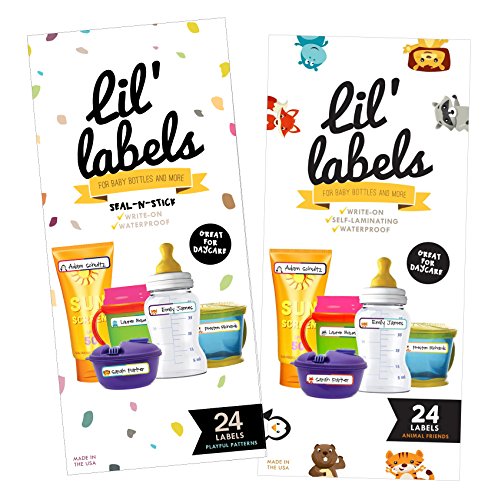 Bottle Labels, Write-On, Self-Laminating, Waterproof Kids Name Labels for Baby Bottles, Sippy Cup for Daycare School, Dishwasher Safe (Variety Pack, Set of 2) - color: Variety Set of 2