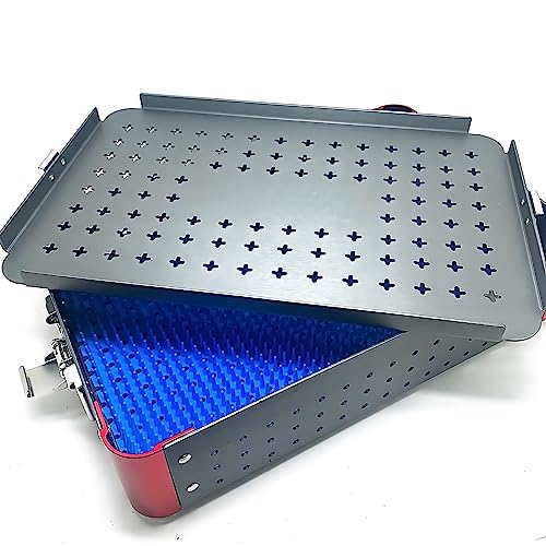Instrument Sterilization Tray Box with Silicone mat 300mm*195mm*65mm Disinfection Sterilization ultrasonic Basket case ultrasonic Cleaning Washing Sterilization Trays opthalmic ENT