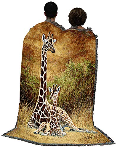 Pure Country Weavers Mother and Son Giraffe Blanket by Lucie Bilodeau - Gift Tapestry Throw Woven from Cotton - Made in the USA (72x54) - color: Giraffe