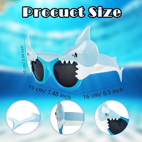 16 Pairs Shark Sunglasses Bulk Shark Photo Booth Props Tropical Ocean Theme Party Supplies for Kids Adults Birthday Party Decorations