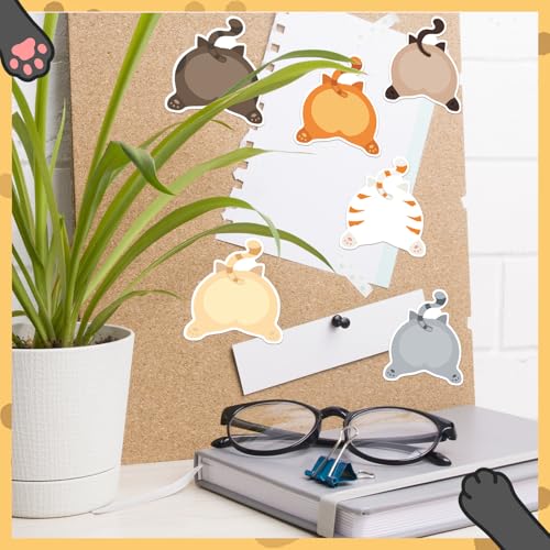 Yinder 24 Pads Cat Sticky Notes Fun Cartoon Memo Self Adhesive | Animal Memo Pad Bulk 12 Designs, For School Office Veterinary, Back to School Party Supplies Gift Tabs - style: Fresh Cat