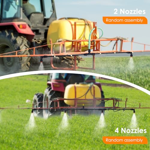 Sprayer Boom Wand with 4 Flow Rate Nozzles -Wide-Coverage Agricultural & Lawn Spray Attachment for Tractors/UTVs
