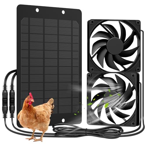 Solar Powered Fan for Outside, IP65 Waterproof Auto On/Off Solar Exhaust Fan Kit wtih 10 Ft Cable for Chicken Coop, Shed, Greenhouse, Pet House Ventilation Accessories