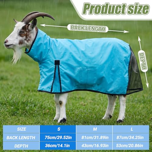 Goat Sheep Blanket -Summer Sun Protection Rain Coat for Show Goats Sheep Lambs Livestock Lightweight Waterproof Fly Sheet with Adjustable Belly Straps(S) - size: S