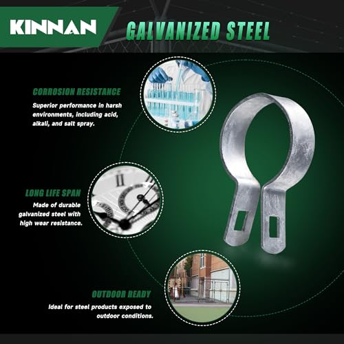 KINNAN 12 Pack 1-7/8'' Galvanized Steel Chain Link Brace Bands with Required Bolts and Nuts, Chain Link Fence Brace Band for Fence, Gate, Posts, Rust-Resistant, Easy to use - size: 1-7/8 inch