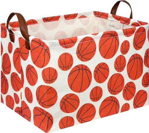 NTAOHAMPER Rectangular Basketball Storage Basket , Storage Bin with Handles,Baby Room Decor,Gift Basket(Basketball) - color: Basketball