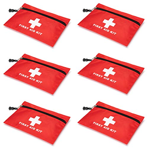 Red First Aid Bag Empty First Aid Kit Empty Waterproof First Aid Pouch Small Mini for First Aid Kits Pack Emergency Hiking Backpacking Camping Travel Car Cycling (Red, 7.9x5.5 6 Pack) - color: Red, size: 7.9x5.9 Inch (Pack of 6)