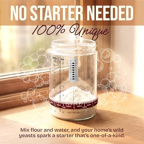 Superbaking Sourdough Starter Jar, Beginner Sourdough Starter Kit, 34oz Wide Mouth Sour Dough Glass Jar with Guides & Recipes, Sourdough Bread Baking Supplies, Sourdough Container Crock
