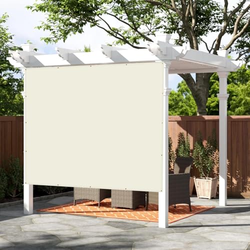 SUNNY GUARD Shade Cloth 4x8 FT HC-093 Sun Shade Fabric Cover Tarp Cream | 90% UV Block HDPE Sun Shade Screen Fabric Tarp with Grommets for Pergola, Backyard & Garden, Custom Sizes - color: Beige, size: 0 4'×0 8'