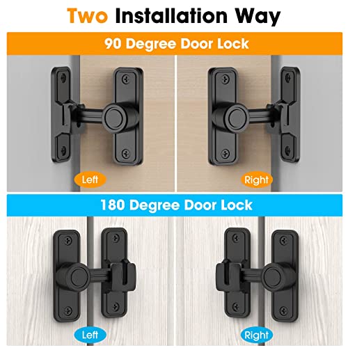 Sliding Barn Door Lock, 90 Degree Locks, Black | Flip Gate Latches for Garden, Bathroom, Outdoor, Garage, Window, Barn Doors - color: Black