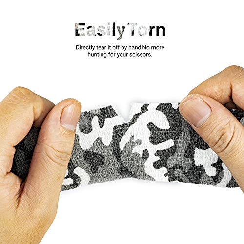 FRESINIDER 9 Rolls Self Adhesive Wrap Athletic Tape Gauze, Breathable Elastic Cohesive Bandage for Sports Injury & Pet (7 Pcs 2" x 5 Yards + 2 Pcs 1" X 5 Yards) (City Camo) - color: City Camo
