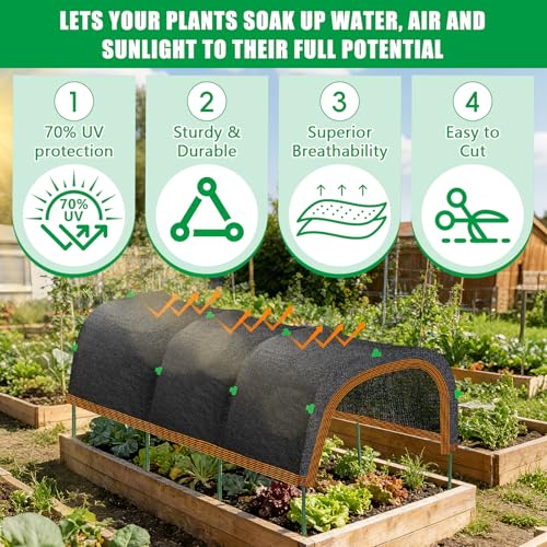 79"x40" Upgraded Garden Shade Kit, 75% Garden Shade Cloth with 11mm Hoops | Garden Sun Shade Cloth for Plants Heat Protection, Raised Garden Bed Shade Cover Plant Sun Shade for Outdoor Plant Vegetable - size: 79"x40" Shade Cloth with Hoops-1 Pack