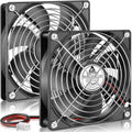 GDSTIME 120mm 12V Computer Fan 2 Pin Dual Ball Bearing DC Cooling, 2-Pack | 2500 RPM, 120x120x25mm, PC Case Cooler, High Speed, Replacement for Ice Maker, Rv Fridge, Power Supply, 1225, 5 Inch 12 Volt - size: 120x25mm