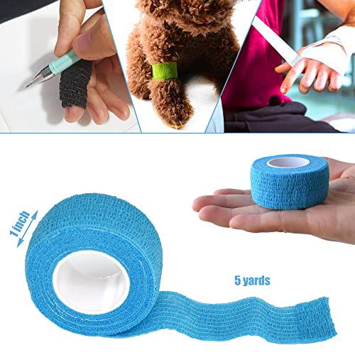 1 Inch Self Adhesive Bandage Wrap, 9 Pack, Light Blue | Cohesive Bandage Self Stick Wrap for Ankle, Wrist, Finger, Sports, Breathable Cohesive Vet Tape for Pets - color: Light Blue, size: 1 Inch