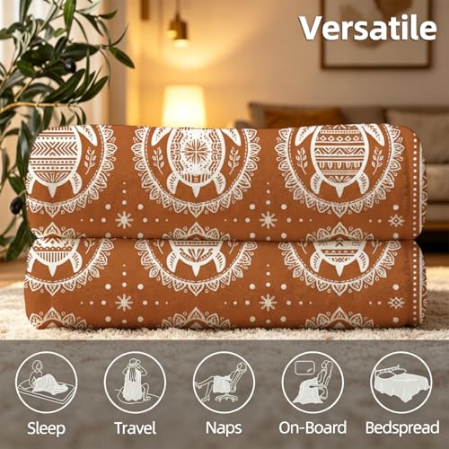 Rustic Orange Turtle Throw Blanket, Soft Flannel Fleece 50" x 60" | Yujiiso Rustic Orange Turtle Blanket Lightweight Decor for Living Room, Bedroom, Office and Travel, Home Decor Gift - color: Rustic Orange Turtle, size: 50"x60"