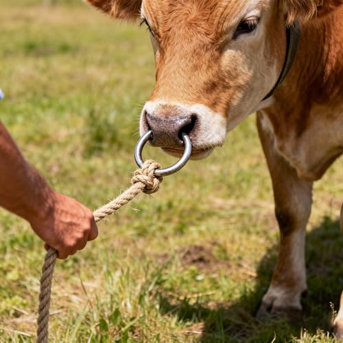 Bull Nose Rings Stainless Steel Cattle Nose Rings for Bulls and Cows Farm Animal Tool for Livestock Management and Animal Care (L) - size: L