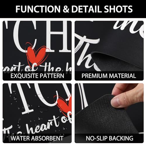 Kitchen Rugs Set 3 Piece, Non Slip Black Kitchen Mats for Floor, Soft Fabric with Rubber Backing, Farmhouse Anti Fatigue Runners Carpet for Home Kitchen Laundry Room Hallway (Black) - color: Black
