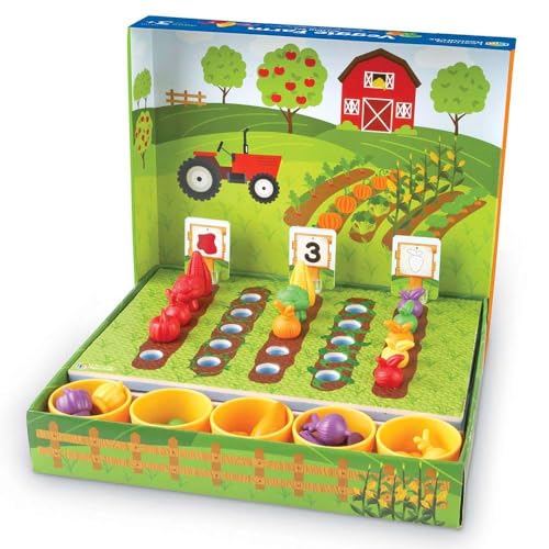 Learning Resources Veggie Farm Sorting Set - 46 Pieces, Ages 3+ Toddler Learning Toys, Preschool Toys for Color Sorting, Food Sorting Game