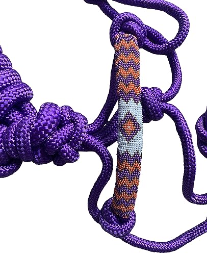 Majestic Ally Padded Beaded Nose Braided Rope Halter with 10' Matching Lead - Purple Full - color: Purple
