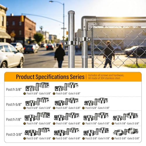 2 Pack 1-7/8" x 1-5/8" Chain Link Fence Gate Hinge, 304 Stainless Steel Heavy Duty Male Female Post Hinges with Bolts and Nuts - color: 1-7/8", size: 1-5/8 Inch