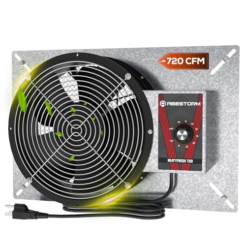 Abestorm 720CFM High Air Flow Crawlspace Ventilation Fan, IP55 Rated 10" Vent Fan with Humidistat Freeze Protection Thermostat for Crawl Space, Basement, Garage, Attic with Isolation Mesh | Smart Digital Panel, Temperature Controller, Moisture Reducing wi