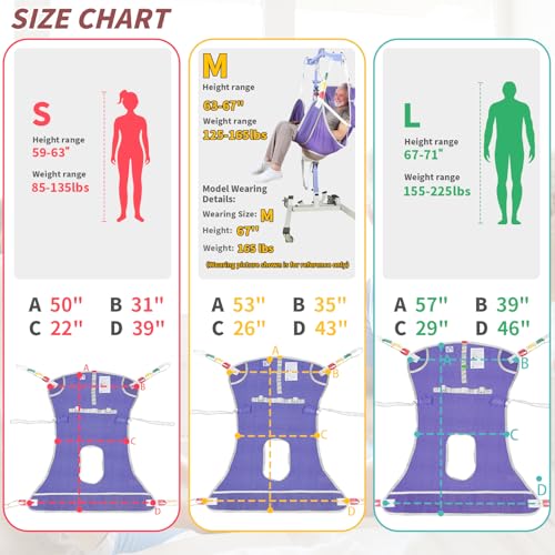 EZ Assistive Patient Lift Sling with Commode - Patient Lifting Slings for Transfer - Medical Full Body Straps for Elderly, Disabled,Nursing,Caregiver - SWL 500 lbs (Large-Purple-1 PC) - size: Large-Purple-1 PC