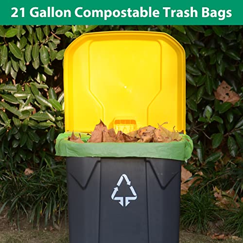 GreFusion Compostable Trash Bags 21 gallon,20 Count,Extra Thick 1.28 Mills,Fits13-25 gallon trash can, Extra Strong and thick,Compostable Lawn & Leaf Yard Waste bags,ASTM D6400,Bpi Certified - color: 21G-20Count