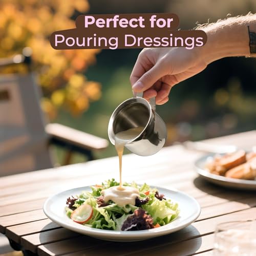 Fit Meal Prep [6 Pack] 5 oz Creamer Pitcher - Stainless Steel Bell Creamers, Mini Cup Container for Serving Milk, Coffee Cream, Salad Dressing, Maple Syrup, Espresso Machine for Restaurant, Cafes - size: 5 oz