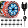 Electric Fence Polywire Kit, 200m/656FT with 50 Insulators & Tool | 6 Stainless Steel Conductors, Weather-Resistant Materials, Fast Fence Setup for Farms, Pastures & Gardens - size: 656ft/200m