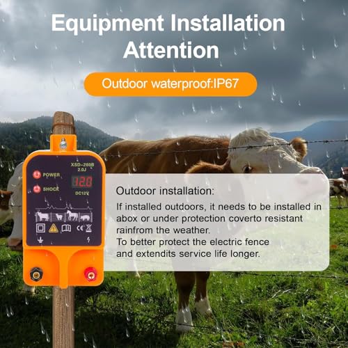 Strongest 2J 12V Pulse Electric Fence Charger - 20km Range Kit for Livestock & Dogs | High Power 3 Models Power SupplyFence Controller Charger for Wildlife Prevention, Farm, Poultry,Garden