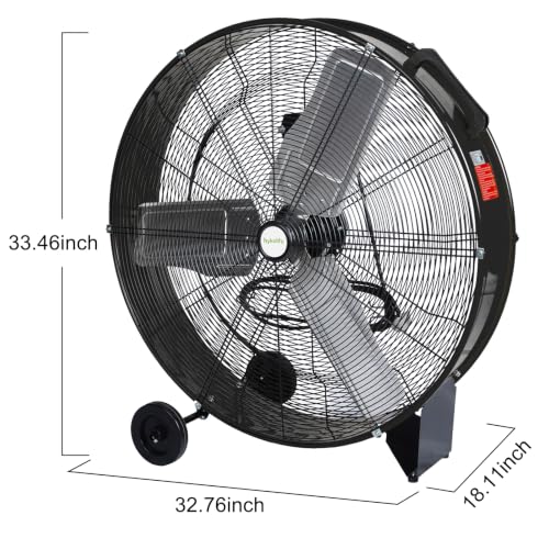 hykolity 30 inch High Velocity Drum Fan, 2-Speed Heavy Duty Industrial Shop Fan Up to 9300 CFM, Commercial Floor Fan for Warehouse, Workshop, Garage and Basement, Black - size: 30 Inch