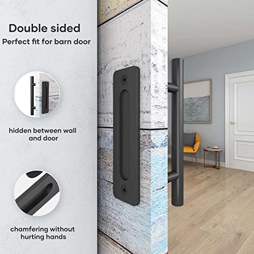 EaseLife 2 Pack 12" Round Sliding Barn Door Handles and Pulls | Rustic Double Sided Hardware Set, Heavy Duty, Matte Black Powder Coated Finish, Easy Install - color: Black, size: 12 Inch