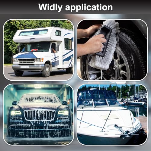 Vesici 4 Pcs Car Wash Brush Head with Soft Detailing Bristle Flow Thru Car Cleaning Brush Exterior Cars Wash Equipment for Auto Truck RV Boat Camper Washing, 10 Inch (Grey) - color: Gray