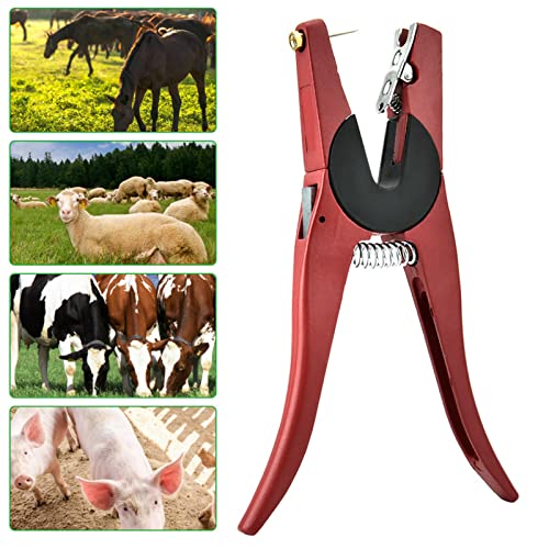Yosoo Health Gear Livestock Ear Tag Plier, Durable Alloy Tagging Applicator with Spring Loaded Ergonomic Handle for Farm Animals Red 9.6 x 2.4 x 0.9 in 1 Piece