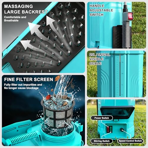 Backpack Sprayer Battery Powered 5 Gallon, 100 PSI Electric Garden Sprayer with Wash Bottle & Mixing System & 6 Nozzles for Lawn, Garden, Yard, 4.0Ah Battery & Charger Included | Wash Bottle & Mixing System & 6 Nozzles for Lawn, Garden, Yard, 4.0Ah Batter