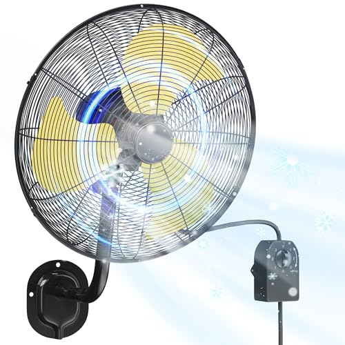 20 Inch Wall Mount Fan,7200 CFM Industrial Fan with 90° Swing,3 Speeds,Poweful Motor,Adjustable Tilt,High Velocity Fan for Garage,Shop,Patio,Factory,Gym,Porch,Outdoor,Indoor