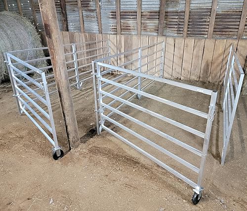 Aluminum 5 FT X 10 FT 6 Rail 40" Wall-Mounted ADD-ON Sheep & Goat STALL KIT Pen