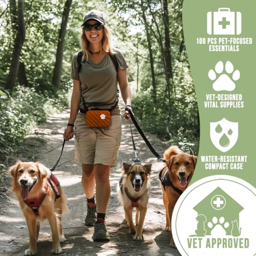 EVERLIT Pet Medic First Aid Kit | Vet-Approved Animal Care Kit with 95 Pcs Medical, Outdoor & Emergency Supplies to Treat Dogs, Cats | Travel-Friendly Compact Bag for Home, Car and Travel (Blue) - color: Protector Blue