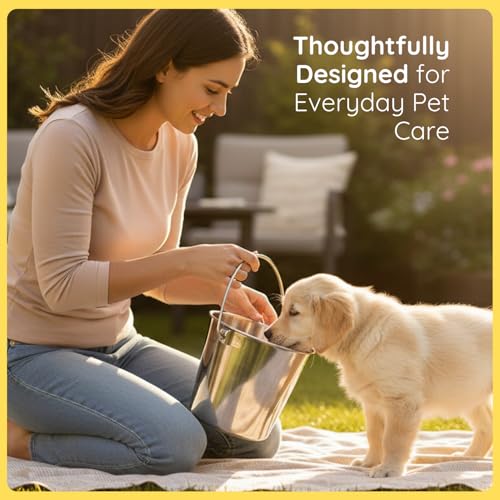 4 quart Heavy Duty Stainless Steel Round Bucket with Handle | 1 gal Durable Food & Water Bowl for Birds Dogs Cats Goat & Livestock | Fits kennel Crate Cage Farm | Hanging Utility Pet Pail - size: 4 Quarts