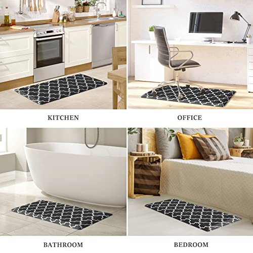 WISELIFE Kitchen Runner Rugs Anti-Fatigue mats, 17.3" x 39", 4/5 Inch, Black - color: Stylish Black, size: 39"L x 17.3"W x 0.8"Th