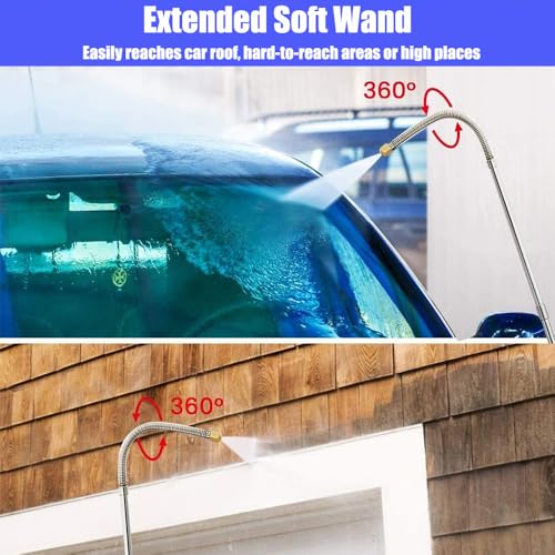 High Pressure Power Washer Wand, Watering Sprayer Cleaning Tool, Hydro Jet Water Hose Nozzle, Wand Lance for Gutter Patio Car Pet Window blue - color: Blue