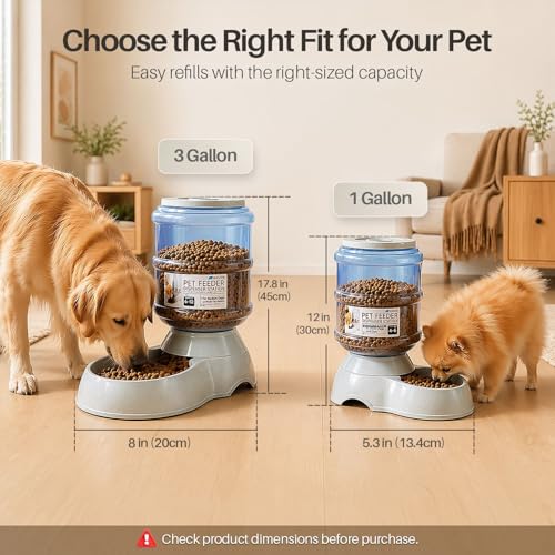 Flexzion Gravity Pet Feeder, Dog and Cat Food Dispenser, 1-Gallon Capacity | Self-Replenishing Dry Food Station with Non-Skid Feet and a Carry Handle; Holds Approximately 4-6 Lb Of Kibble - color: Feeder, size: 4-6 lb Feeder (1 Gallon)