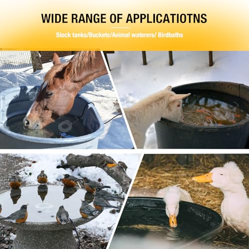 150W Chicken Water Heater,Submersible Bucket Heater Deicer for Poultry | Prevents frozen water in winter,Freeze-Proof Poultry Waterer,for Bird Bath,Chicken Waterer,Cat Waterer, Dog Waterer - size: 150Watt