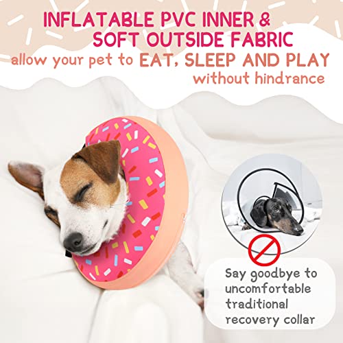 Supet Inflatable Dog Cone Collar for Small Dogs Puppies Cats, Soft Dog Cone Alternative After Surgery for Puppies Cats to Stop Licking - color: Donut Pink, size: XS(Neck 4"-7")
