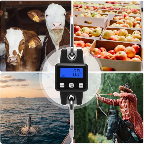 660lbs Digital Hanging Scale Type-C Rechargeable – High Precision Handheld Mini Crane Scale with S-Hook, Fishing Scale for Farm, Fishing, Hunting