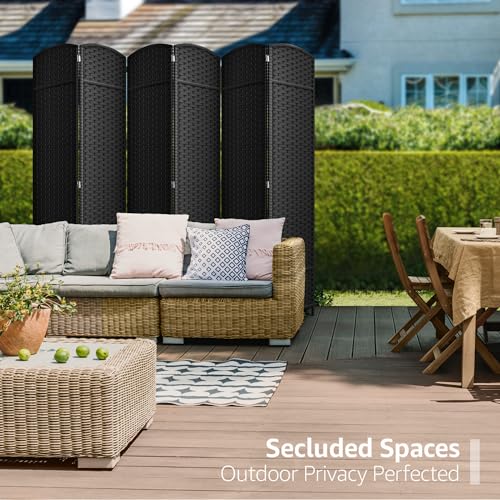 Sorbus Foldable Room Divider, Mesh Privacy Screen (6 Panel, Black) | Folding screens, dividers for rooms, double-hinged panels; freestanding partition for bedrooms, offices and shared areas - color: Black, size: 6 Panel