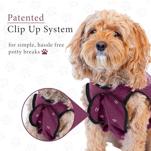Dog Surgery Recovery Suit, Male Female After Spay Neuter Onesie | Soft Breathable Cotton, Anti-licking Cone Alternative, Protects Stitches & Abdominal Wounds, Patented Clip-up Potty System - color: Maroon, size: X-Small