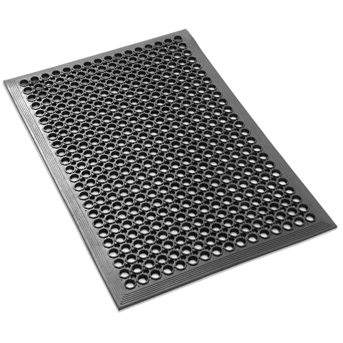 GRIDMANN Rubber Floor Mat, 36" x 24" Anti-Fatigue Drainage Mat, Non-Slip and Grease Resistant for Restaurants, Commercial Kitchens, Bar Floors, Black - size: 36"L x 24"W x 0.4"Th